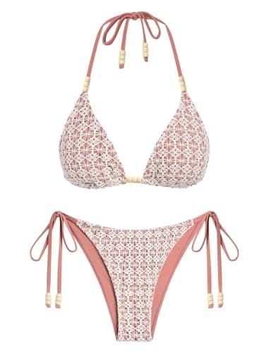 ZAFUL Bikini Sets for Women Bikini Swimsuits Two Piece Bathing Suit High Cut Cheeky Bikinis Halter Triangle String Swimwear — image 1