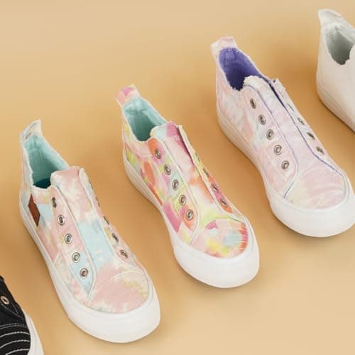 JENN ARDOR Womens Slip On Fashion Sneakers No Laces Comfortable Casual Low Canvas Sneakers Flats Walking Shoes view 3