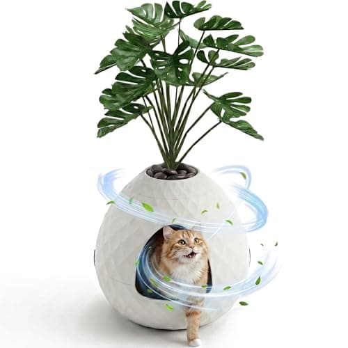 Hidden Cat Litter Box, Hidden Litter Box with Faux Plant & Pebbles, Easy to Assemble and Clean, Suitable for Living Room, Bedroom, Corner, Easy Clean, Indoor — image 1