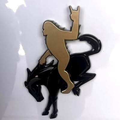 Add-A-Sasquatch Emblem for Bronco, 3x4 Inch, Adhesive Overlay Decal, 2021-2025 Models (Bronze Metallic, Rocking Out)