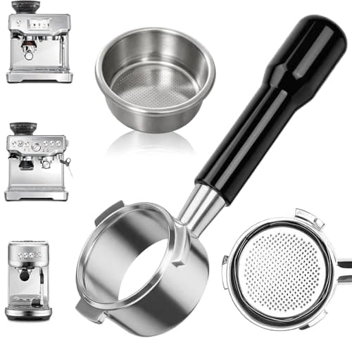 54mm Bottomless Portafilter fit Breville Barista Express Machines BES870XL 880BSS 878BSS 840XL 500BSS 450BSS BES500,3 Ears Espresso Portafilter with 18g Basket view 1