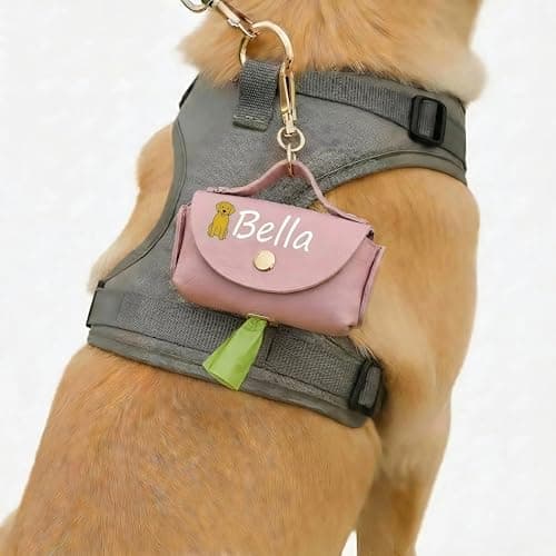 Custom Dog Name Poop Bag Holder for Leash, Large Opening Easy Pull Out Dog Waste Bag Dispenser with Used Bag Carrier Compartment, Perfect Gifts for Dog Owners Suitable for Any Retractable Leash