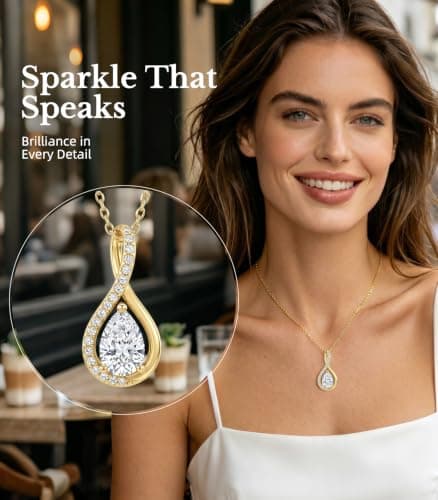 2CT Moissanite Necklace Anniversary Birthday Gifts for Women Wife Her | S925 Sterling Silver 18k Gold Plated Infinity Jewelry Gifts for Women Wife Her Girlfriend with Card in Light-Up Gift Box view 6