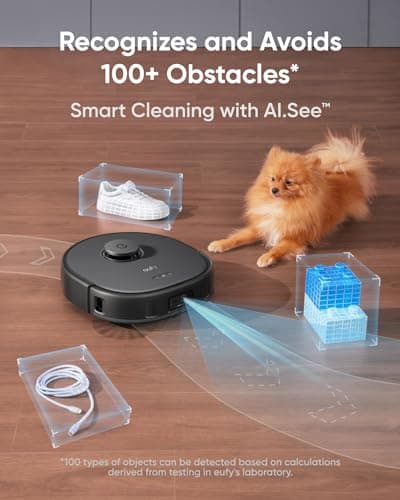 eufy X10 Pro Omni Robot Vacuum and Mop Combo, 8,000 Pa, Dual Mops with 12 mm Auto-Lift and Carpet Detection, AI Obstacle Avoidance, Auto Mop Washing&Drying, Self-Emptying, Self-Refilling view 4