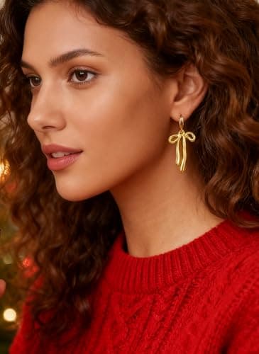 Bow Earrings for Women,14k Gold Plated and Hypoallergenic and Lightweight,Mothers Day Gifts for Mom Daughter view 5