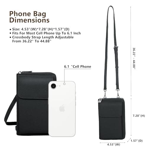 Women's Small Genuine Leather Crossbody Phone Purse and Wallet with Adjustable Strap, Fits cell phone up to 6.1 Inch view 3