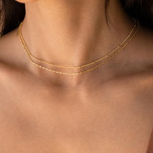 JNZSSWHJJH Gold Chain Necklace for Women - 18K Gold Plated Gold Chain Necklace Layered Herringbone Rope Snake Paperclip Chain Necklaces Dainty Gold Chain Necklace for Women Gold Jewelry Gifts view 3
