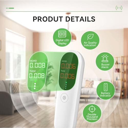 Air Quality Monitor,Indoor Formaldehyde Detector, TVOC Tester for Indoor Air Pollution Detection - Confined Space Test Air Quality for Home,Office and Various Occasion (Black) view 4