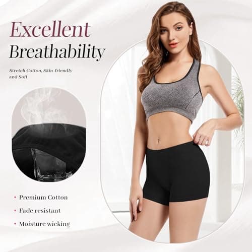 Migbean Boy Shorts Underwear for Women Cotton Panties Mid Waisted Boxer Briefs Breathable Underwear Multipack 4 Pack view 4