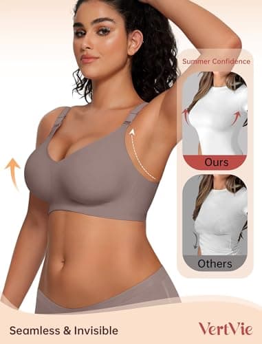 Vertvie Womens Wireless Jelly Bras No Underwire Push Up Seamless Bra Supportive Full Coverage Bralette Regular and Plus Size view 3