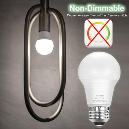 Hanbaak E26 LED Bulb, 40W Equivalent Light Bulb, 6W Medium Screw Base Bulb, Non-Dimmable, Daylight White 5000K 4 Packs view 6