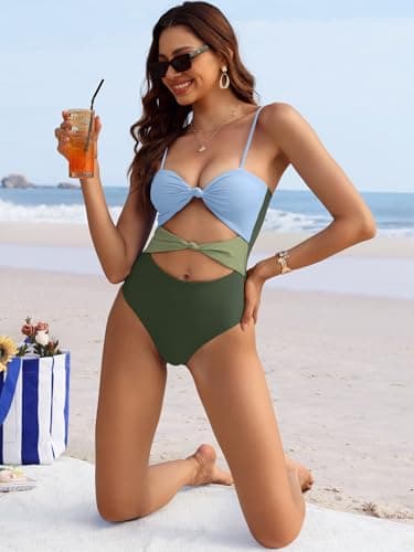 ANRABESS Women One Piece Swimsuits Tummy Control Bathing Suit Twist Cutout Adjustable Straps Swimwear Beach Vacation Clothes view 6