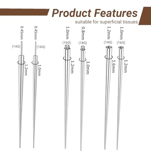 Piercing Ball Grabber Tool for Changing Jewelry,14G 16G 18G 20G Stainless Steel Piercing Tapers with Threaded & Threadless Insertion Pins for Ear/Nose/Cartilage/Dermal/Septum, Eyebrow/Tongue view 5