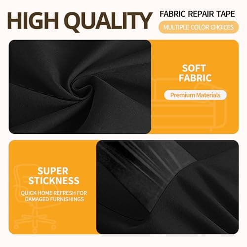 Sgooyir Fabric Repair Tape, Self-Adhesive Couch Patch Repair Fabric Patches for Furniture, Couch Repairing Kit Tape for Upholstery, Carpets, Chairs, Sofas, Pillows Suede 4x79 Inch Black view 3