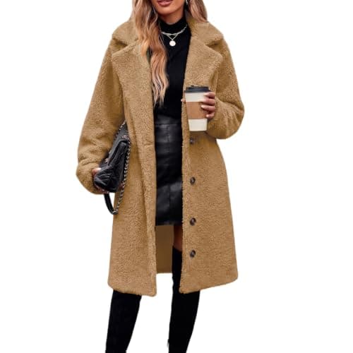 Women's Faux Fur Coat Warm Fuzzy Fleece Jackets Oversized Sherpa Jacket view 6