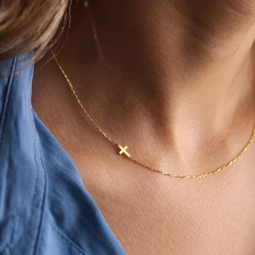 JNZSSWHJJH Easter Basket Stuffers - Cross Necklace for Women 18K Gold Plated Cross Necklace Dainty Gold Necklace for Women Teens Girls Gold Jewelry Easter Religious Christian Gifts view 2