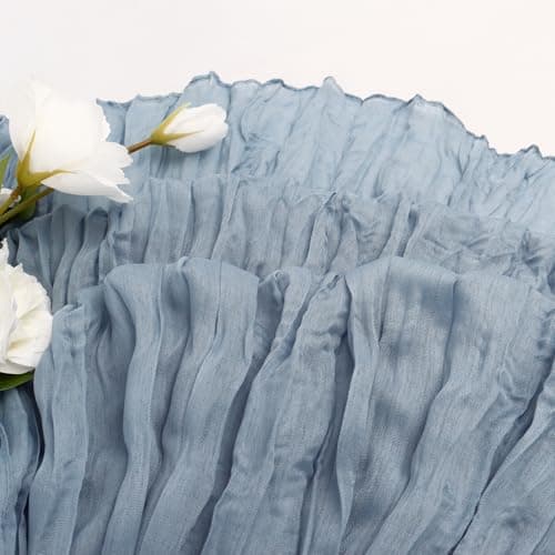 Dusty Blue Cheesecloth Table Runner 10FT Gauze Rustic Cheese Cloth Dining Table Decor Runners for Garden Party Bridal Memorial Day‌ Birthday Decorations 1Pack 35x120 Inches view 6