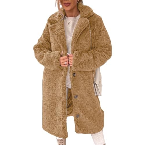 Women's Faux Fur Coat Warm Fuzzy Fleece Jackets Oversized Sherpa Jacket view 2