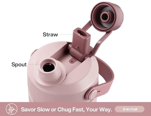 POWCAN 26 oz Insulated Water Bottle with 2-in-1 Straw and Spout Lid, Keep Cold 24H, Leak-Proof, Fits in Car Cup Holder, Stainless Steel Water Bottle for Gift, Holiday, Travel and School (Sweet Rosy) view 5