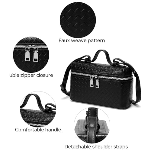 Kiss Sea Women's Top-Handle Handbags Woven Crossbody Bag Leather Shoulder Bag with Adjustable Strap for Daily Use view 4