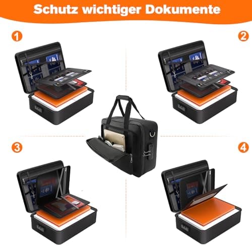 Fireproof Document Box, Fire Proof Safe For Home Documents, Fire Safe Document Box - 5500°F With a Password and Convenient Shoulder Strap, Upgraded Capacity , Suitable for Important Documents(Soft) view 3