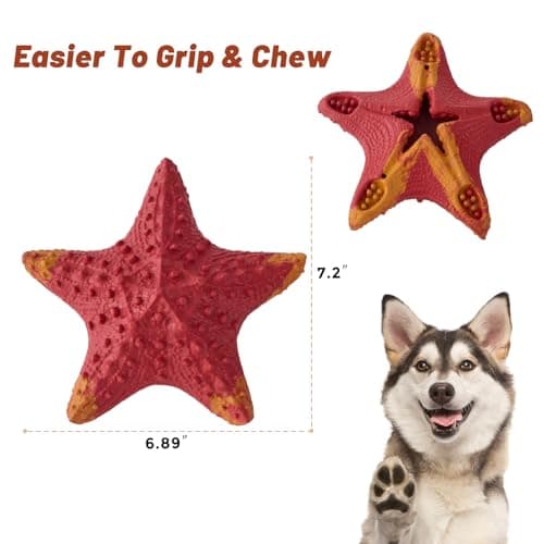 ZOMISIA Dog Chew Toys - Starfish Dog Toys for Small Medium Breeds, Rubber Teething Toys with Bacon Flavor, Pet Toys to Keep Them Busy view 4