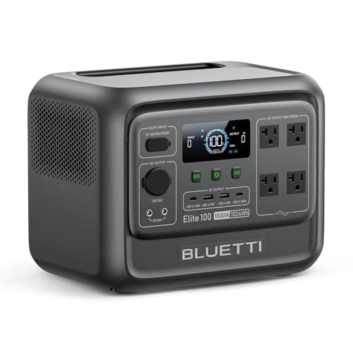 BLUETTI Elite 100 V2 Portable Power Station, 1024Wh LFP Battery Backup w/ 4 1800W AC Ports (3600W Surge), 35% Smaller, Fast Charge and UPS Solar Generator for Camping, Road Trip, Outages, Home Backup