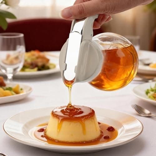 Junverelle 13 oz Glass Syrup Dispenser with Retracting Spout, Easy Pour Maple Syrup Bottle with Handle, No Drip Honey Dispenser for Kitchen, Clear Glass Pitcher for Pancakes & Waffles, Coffee view 2