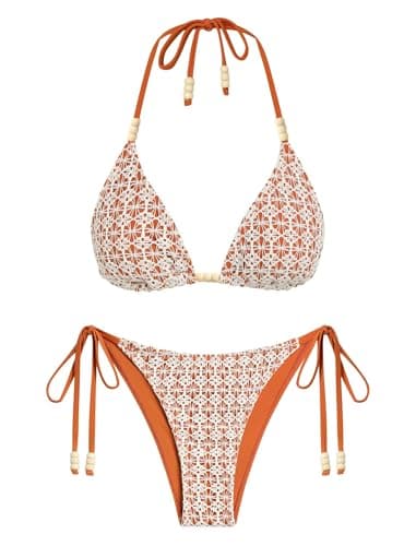 ZAFUL Bikini Sets for Women Bikini Swimsuits Two Piece Bathing Suit High Cut Cheeky Bikinis Halter Triangle String Swimwear — image 1