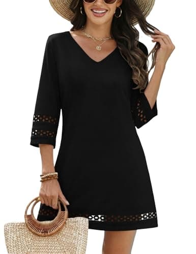 VIMPUNEC Swimsuit Coverup for Women Bathing Suit Cover Up Summer Casual Beach Dress Shirts — image 1
