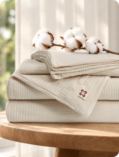 Bedsure PureWoven 100% Cotton Muslin Duvet Cover Queen Size 3-Layer Gauze — image 1