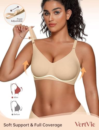 Vertvie Womens Wireless Jelly Bras No Underwire Push Up Seamless Bra Supportive Full Coverage Bralette Regular and Plus Size view 2