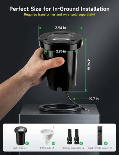 Varmtalys Smart 12V Low Voltage Landscape Lighting for Pathway, Outdoor RGBCW In-Ground Well Lights, App & Remote Control, Replaceable Bulb, IP65 Waterproof, Transformer and Wire Not Included, 4 Pack view 6