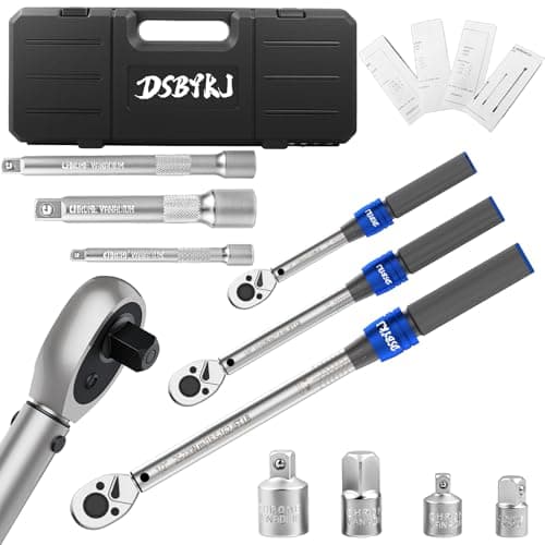 DSBYKJ 10pcs Torque Wrench Set 1/2 3/8 1/4 inch Drive Click, 3Pcs Torque Wrenches 10-170 FT.LB,5-50FT.LB,20-240IN.LB, Inch pound Torque Wrench with 3 Pcs Adapter for Bike,Car, Truck,Tractor — image 1