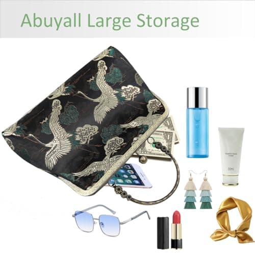 Abuyall Floral Top-Handle Handbag, Kiss Lock Evening Bag for Women, Vintage Handbag | Floral, Kiss Lock, Vintage view 4