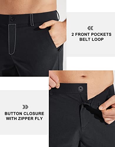 Libin Mens Golf Pants Stretch Work Dress Pants 30"/32"/34" Quick Dry Lightweight Casual Comfy Trousers with Pockets view 5