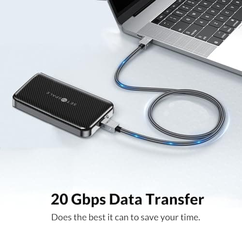 SETMSPACE USB C Data Cable [20 Gbps] 240W PD Fast Charging Cable, USB Cable [4K@60Hz] USB 3.2 Gen 2x2, Extra-Tough Type C Charger Cord, Braided USB C Cable for Laptop- 6.56ft view 3