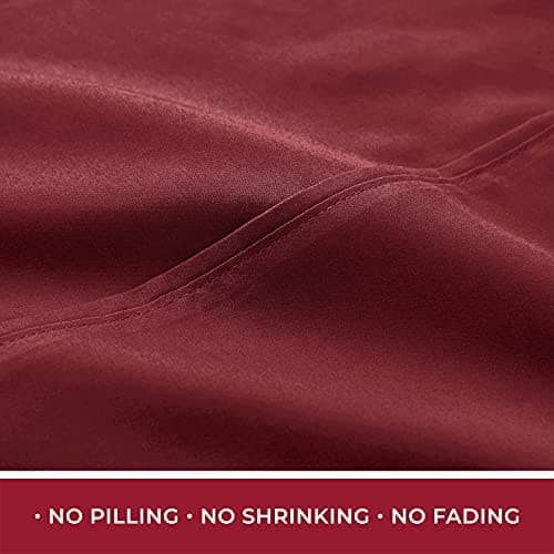 Mellanni 400 Thread Count Cotton Sateen Bedding Set - 4 Piece Bed Sheets Set - Fits Mattresses up to 16" Deep - Cooling Sheet for Hot Sleepers (King, Burgundy) view 3