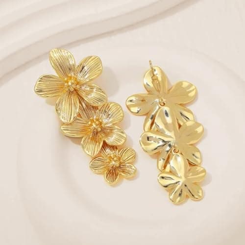 XIUQILAI 14K Gold Plated Heart Earrings for Women, Heart/Flower/Bow/Pearl Earrings Drop Stud Huggie Hoop Earring Hypoallergenic Earrings Christmas Earrings Festival Party Jewelry Gifts for Women view 5
