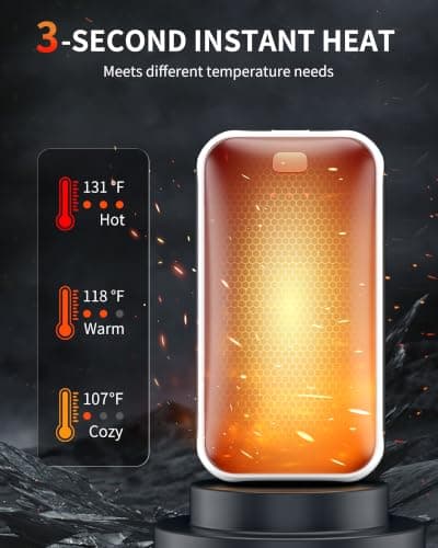 Lerat Hand Warmers Rechargeable 2 Pack, Portable Electric Hand Warmer Max 131℉, Reusable Slim Pocket Heater Handwarmers, Gifts for Men, Women, Outdoor, Golf, Camping, Hunting Essentials view 4