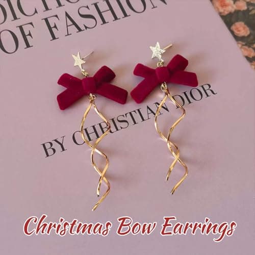 1 Pair Christmas Earrings for Women, Atarvana Velvet Earrings Tassel Unique Xmas Jewelry Gifts for Women view 2