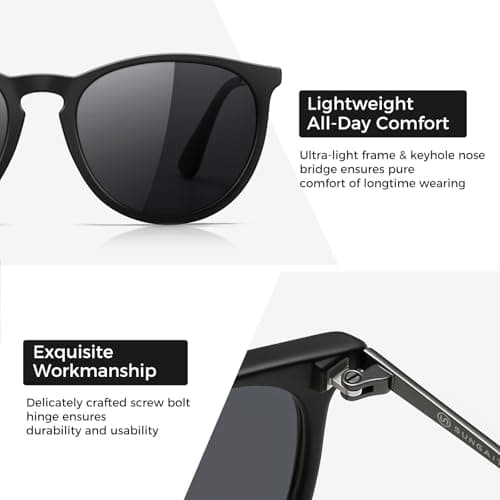 SUNGAIT Premium Vintage Round Sunglasses for Women Men Classic Retro Trendy Style view 3