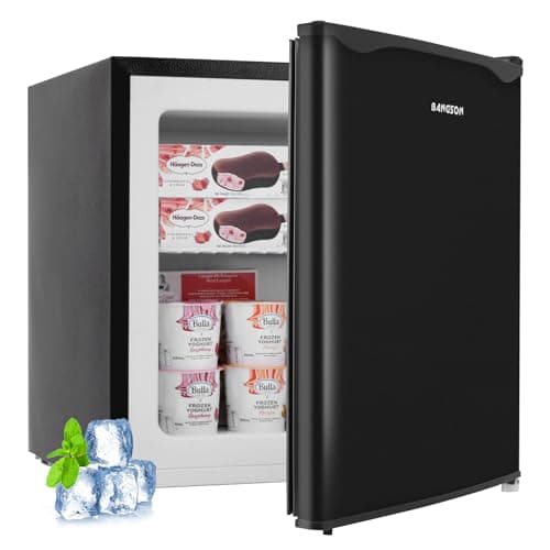 BANGSON Upright Freezer,1.1Cu.ft Mini Freezer with Removable Shelf, Single Door Mini Freezer for Home/Dorms/Apartment/Office (Black)