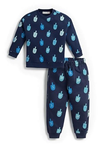 MONICA + ANDY Sporty Sweatsuit, Size 3-6 Months, Hanukkah Dreidels, 100% Organic Baby Clothes for Girls & Boys, Sustainable Super Soft Fabric, Sizes for Kids, Toddler, Infant, & Newborn