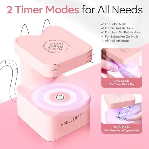 Modelones Mini UV Light for Gel Nails, Small Cure Lamp, Flash Cure for Gel x Nails, LED Portable USB for Fast Curing, Pink view 4