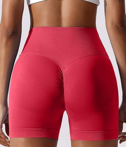 YOAKUKA Women Workout Shorts V Cross High Waist Yoga Shorts Sport Seamless Athletic Booty Scrunch Gym Shorts view 5