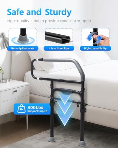 Bed Rail for Elderly Adults Safety – Adjustable Bed Assist Rail for Seniors, Post Surgery Recovery & Fall Prevention, Fits Thick Mattresses, Retractable Height Adjustment, Supports Up to 300 lbs view 6