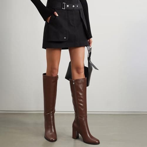 Lumeheel Women Knee High Boots - Round Toe Chunky Heel Tall Boots with Side Zip, Fashion Long Gogo Boots for Fall Winter view 2