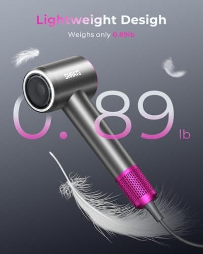 SHRATE Professional High Speed Ionic Hair Dryer | Ultra-Fast Drying | 500 Million Negative Ions | Low Noise | 160000 RPM | Compact Blow Dryer with Magnetic Diffuser for Faster Drying All Hair Types view 4