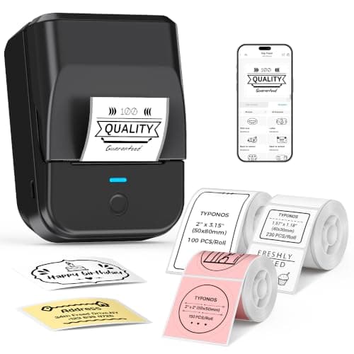 PM240 Label Maker Machine, Black, 3 Rolls with 40x30mm White Labels — image 1